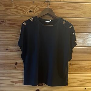 Entro Black Button-Accent Blouse